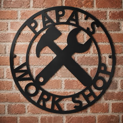 Personalized Fathers Day Sign for Dad, Papas Work Shop Metal Sign, Fathers Day Gift, Gift for Dad, Gift for Grandpa, Gift for Papa, Papaw