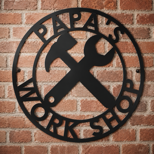 Personalized Fathers Day Sign for Dad, Papas Work Shop Metal Sign, Fathers Day Gift, Gift for Dad, Gift for Grandpa, Gift for Papa, Papaw