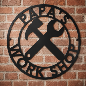 Personalized Fathers Day Sign for Dad, Papas Work Shop Metal Sign, Fathers Day Gift, Gift for Dad, Gift for Grandpa, Gift for Papa, Papaw