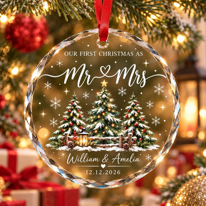 Personalized First Christmas Married Glass Ornament, Our First Christmas as Mr and Mrs, Newlywed Gift with Names & Date 3b11da1a-5cef-4fe4-8114-4481a22c4e9f-5.jpg