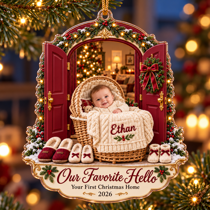 Personalized Baby’s First Christmas Ornament 2026 – Custom Photo & Name, Our Favorite Hello Keepsake, Gift for New Parents 3b1b5462-ec28-46f7-9aa7-c1a2717cc422-Ethan-s-First-Christmas-Doorway-Ornament-2.png