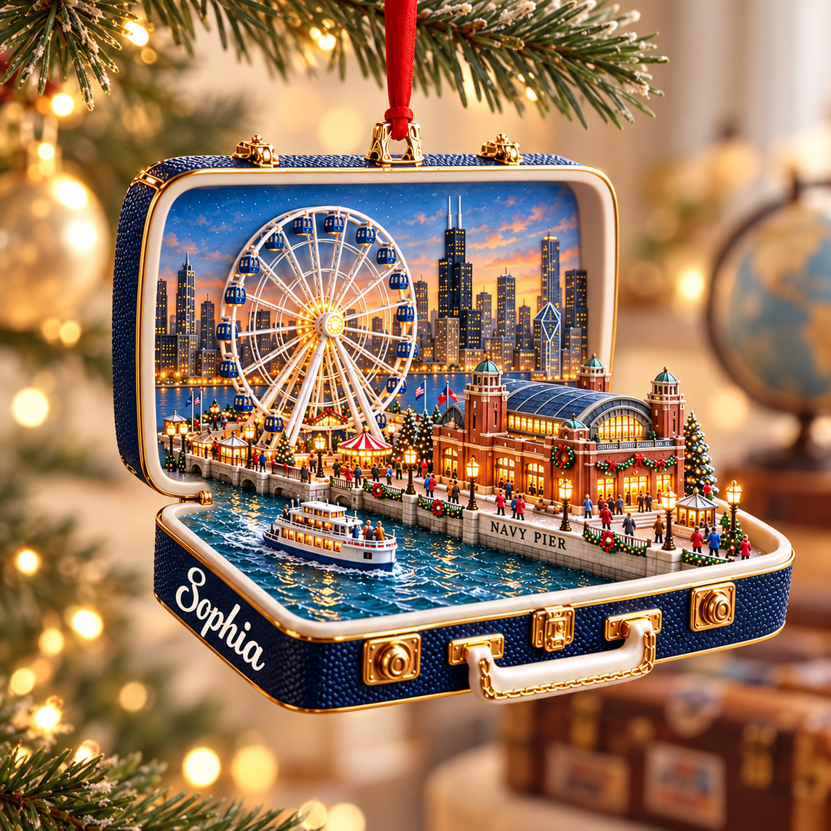 Personalized Navy Pier Suitcase Christmas Ornament – Chicago USA Travel Souvenir & Gift for Chicago Lovers 3b21282a-ebcd-431c-bfb1-6320401e3add-Hanging-Navy-Pier-Chicago-suitcase-ornament-1.png