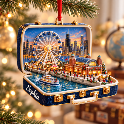 Personalized Navy Pier Suitcase Christmas Ornament – Chicago USA Travel Souvenir & Gift for Chicago Lovers 3b21282a-ebcd-431c-bfb1-6320401e3add-Hanging-Navy-Pier-Chicago-suitcase-ornament-1.png