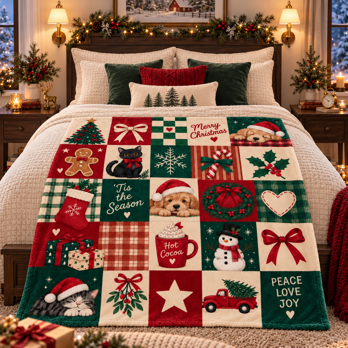 Christmas Patchwork Blanket, Black Cat Puppy Throw, Red Green Plaid Flannel Fleece, Gingerbread Snowman Decor, Cozy Holiday Gift for Women 3b5bb7ab-c4b2-4bf0-9949-1b3f5001f2db-aecd0b8b-0a33-429b-8aa4-420692bf84ec.png