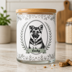 Botanical Cameo Pet Treat Jar - Personalized Glass Storage Jars 3b65c44e-8766-4d52-b426-eb89f95a71f1.png