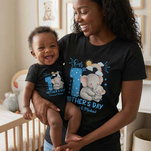 Personalized 1st Mother's Day Animal Mom Baby T-shirt Baby Bodysuit Matching Outfit with Names and Year Mother's Day Gift for Baby Mom