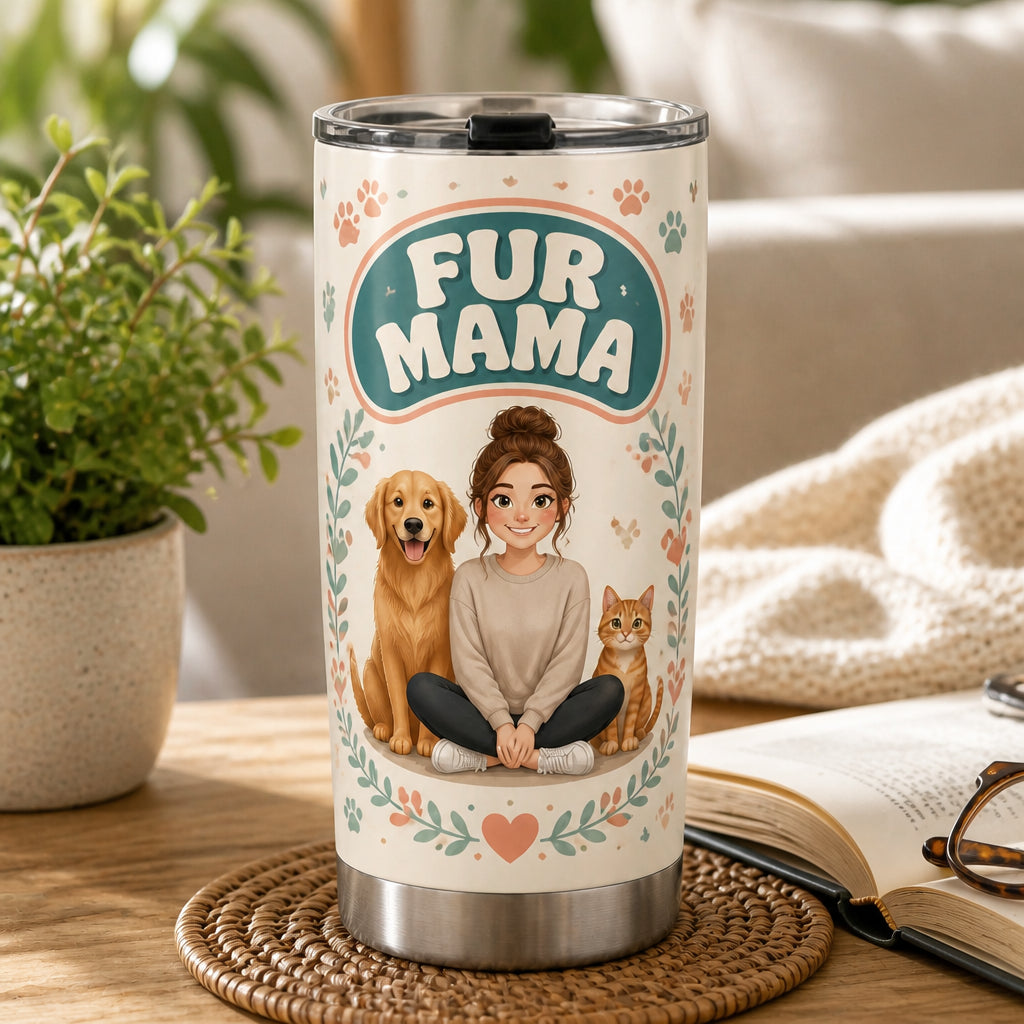 Fur Mama Cartoon Portrait Tumbler - Personalized Tumbler 3b822d61-e0b1-43ab-bd69-9d1e6b0885d2.jpg
