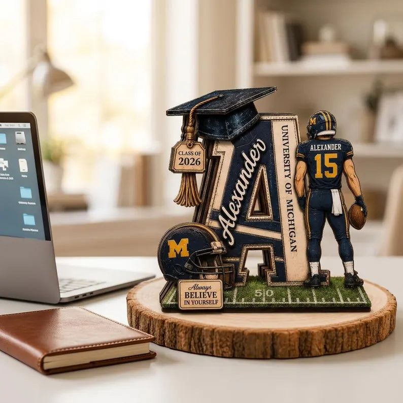 2D PRINTED Personalized Football Graduation Wooden Block, Custom Initial Letter Name, Class of 2026 Senior Gift, College Football Player 3b880c0e-0a60-444e-b07e-1860ea6bacda-rtth-2-.webp