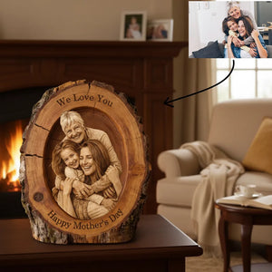 Personalized Wood Slice Photo - Picture Frame