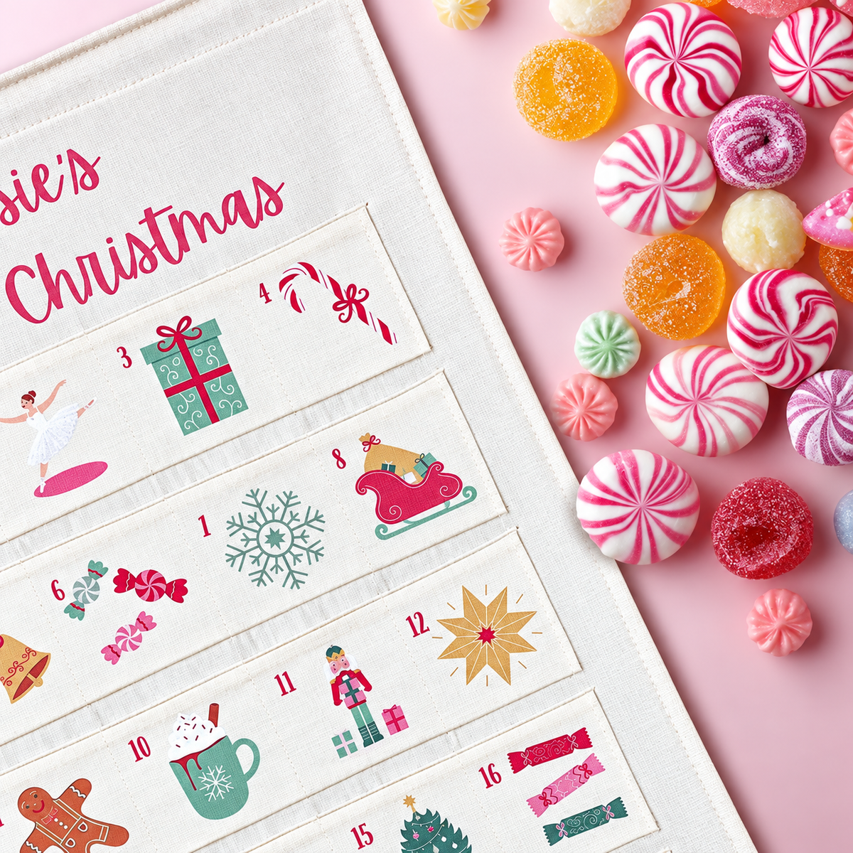Personalised Fabric Advent Calendar - Sweet Treats Design - 24 Pocket Reusable Christmas Countdown Wall Hanging 2026 - Gift For Kid 3b987446-4478-4f2d-a306-b70f0f7d2a78-L-ch-m-a-v-ng-b-n-k-o-pastel-5.png