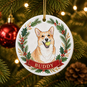 Custom Watercolor Pet Portrait Ornament with Wreath & Name - Personalized Aluminum Ornament 3b9dc98a-d931-41fe-a32f-b54f083b1267.jpg