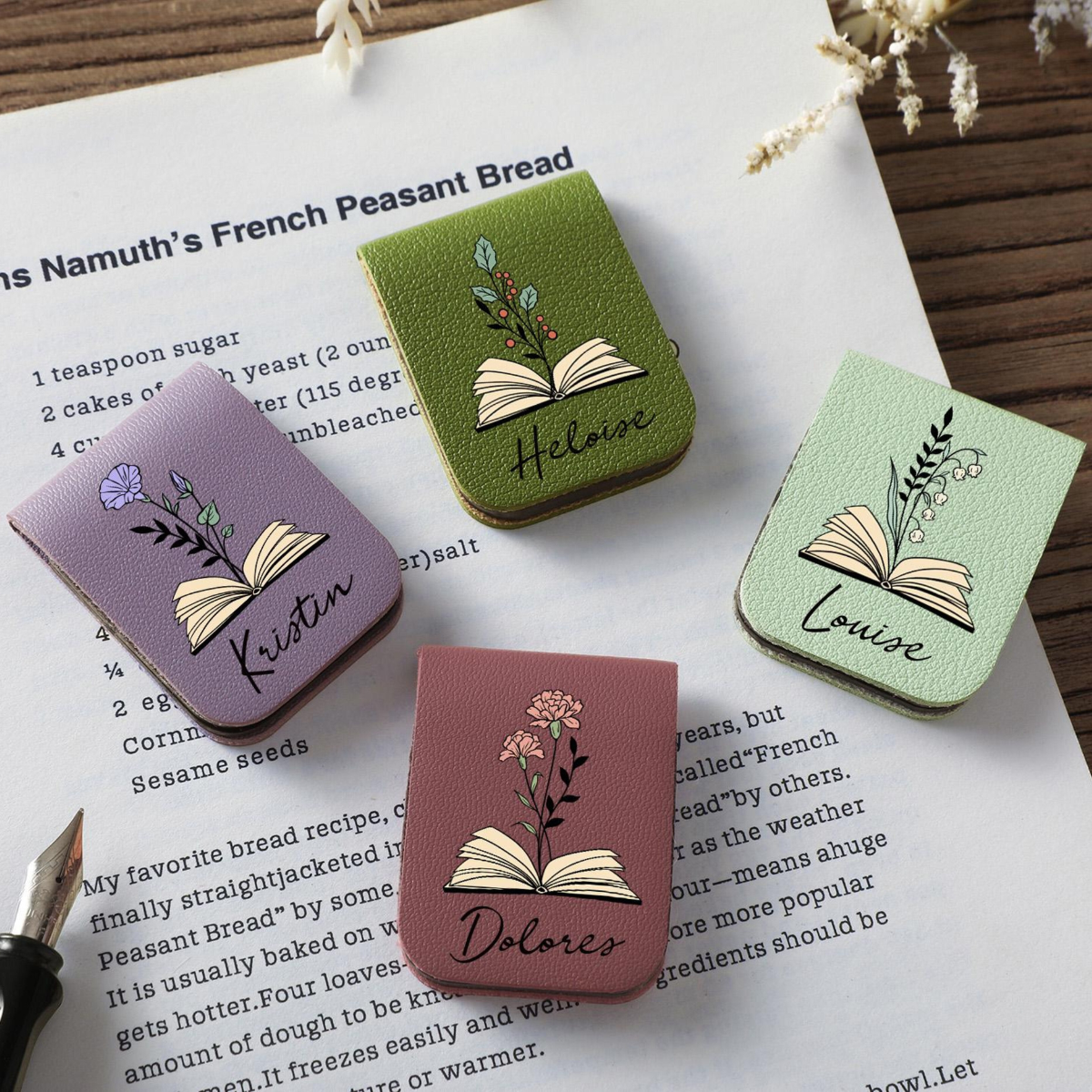 Personalized Birth Flower Magnetic Bookmark, Custom Name Leather Bookmark, Birthday Gift For Book Lover 3babe2be-e4df-46d7-a4f6-77f6db7d5817-9.png