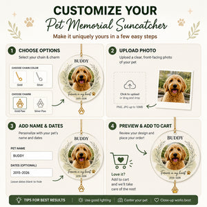 Pet Memorial Photo Ornament — Name & Years - Personalized 1 Layered Suncatcher with Charm 3bac3f67-4494-4505-a5f2-618e35088967.jpg