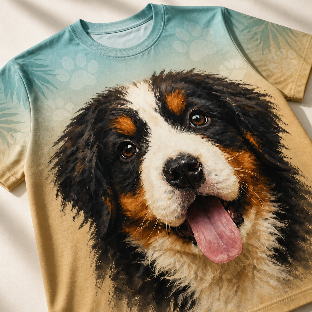 Playful Pup Portrait All-Over Print Tee - T-Shirt - All over printed 3bb9d610-bfb0-421a-aa0b-dcfd91a6ef92.jpg