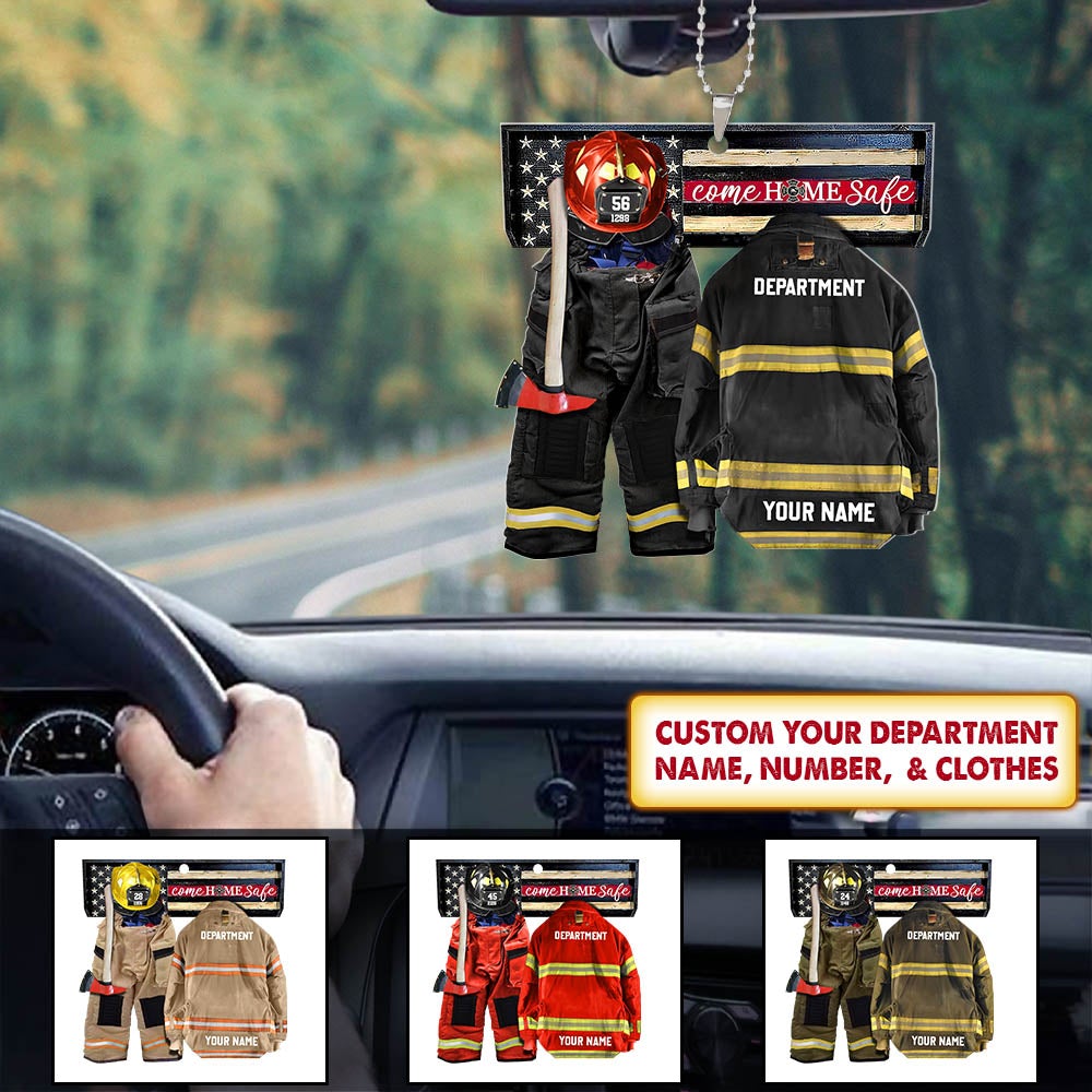Armor Car Ornament Come Home Safe Personalized Car Ornament Gifts For Firefighter - Custom Car Ornament Gift For Fireman