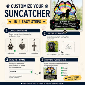 Pet Memorial Rainbow Suncatcher — Paw Prints on Our Hearts - Personalized 1 Layered Suncatcher with Charm 3bc83f78-a2c6-4f7e-b307-e4e1d7a14bca.jpg