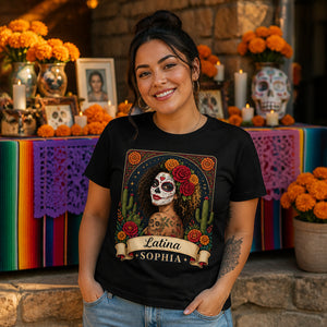 Custom Día de los Muertos Portrait T‑Shirt with Name Banner - Personalized T-shirt 3bd5e648-8564-4b99-a530-4c514a75e477.jpg