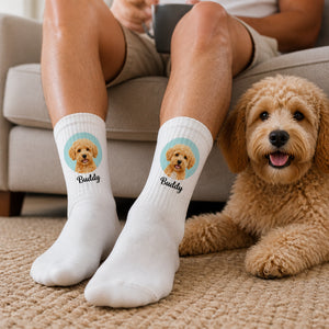 Custom Pet Portrait Name Crew Socks - Personalized Socks - All over printed 3bef96db-badc-428e-9c5e-ccbafb5b1633.jpg