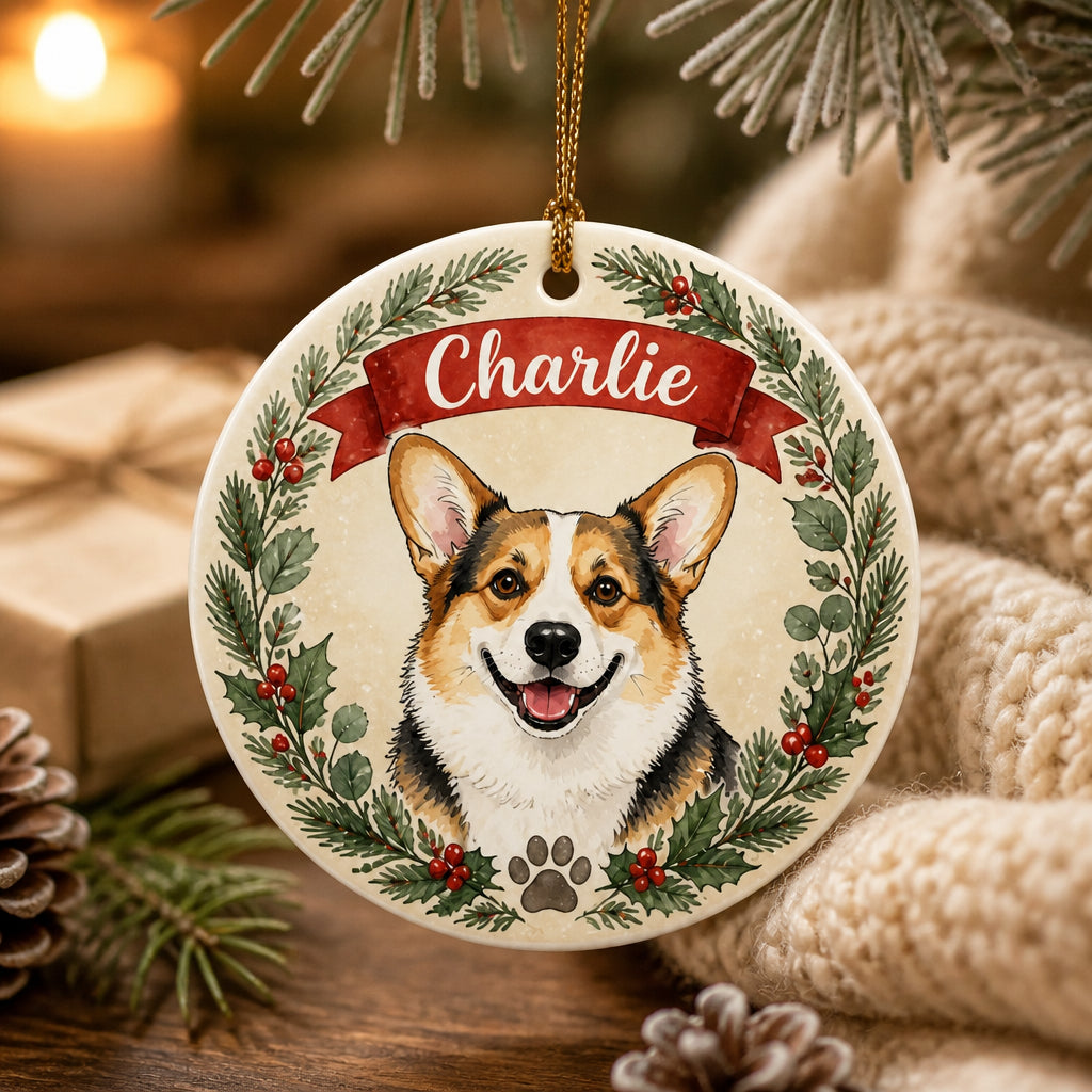 Custom Pet Portrait Name Ornament – Watercolor Wreath - Personalized Ornament 3c12ba47-109a-409b-b0d8-64173640a462.jpg