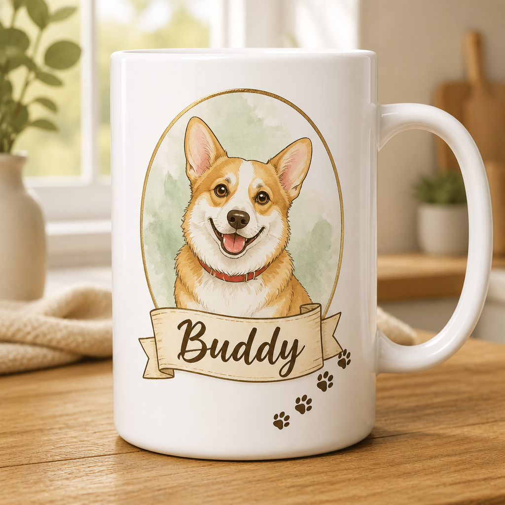 Custom Pet Portrait Name Mug – Illustrated From Your Photo - Personalized Mug 3c1af6a3-50dd-472a-a6cd-b020dc4e80bd.png