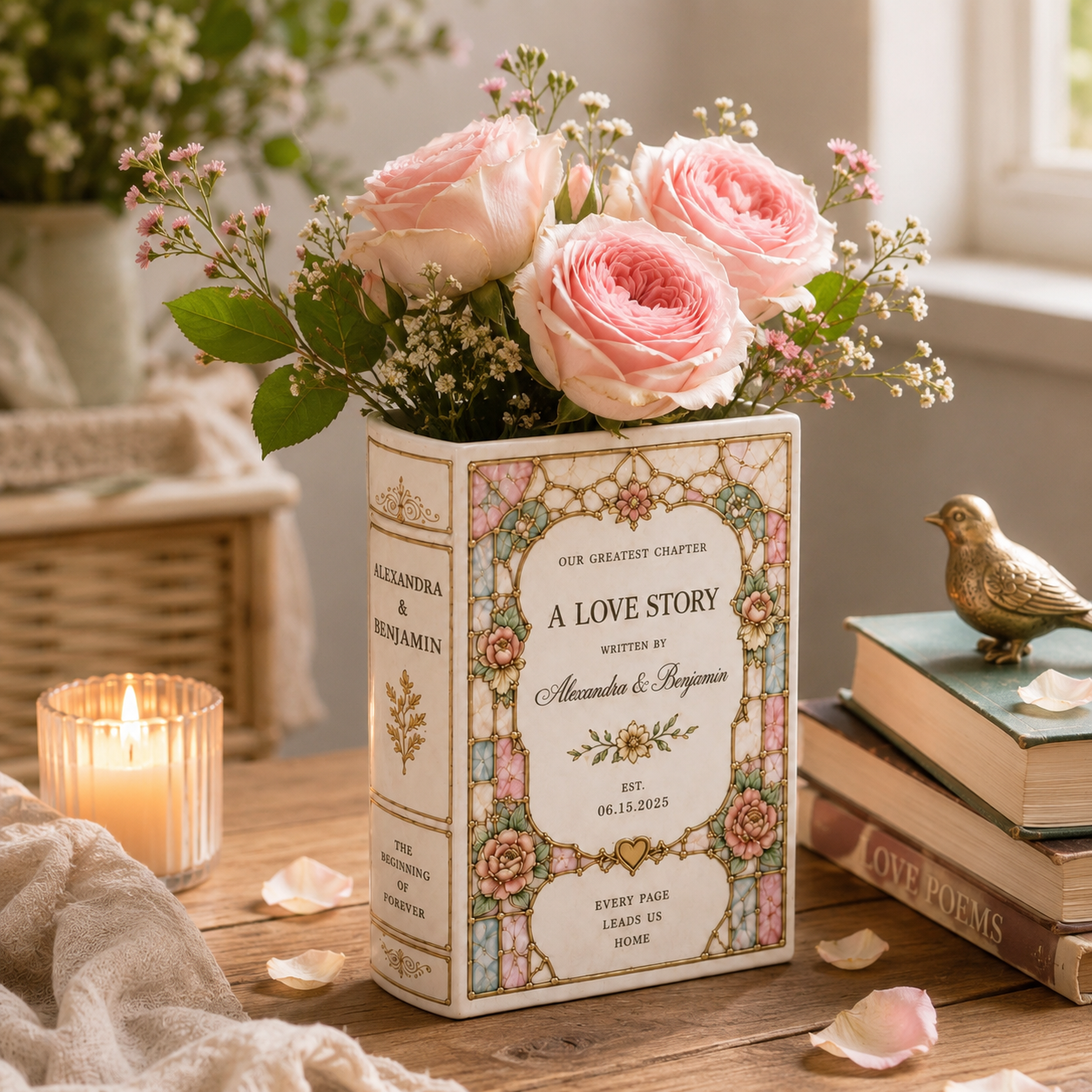 Custom Toile De Jouy Ceramic Book Vase, Personalised Wedding Gift for Couple, Bridal Shower Gift, Engagement, Wedding Gift, Bridesmaid Gift 3c1c9185-153a-4306-8d6a-1d8ed7fab9c3-banner-1.png
