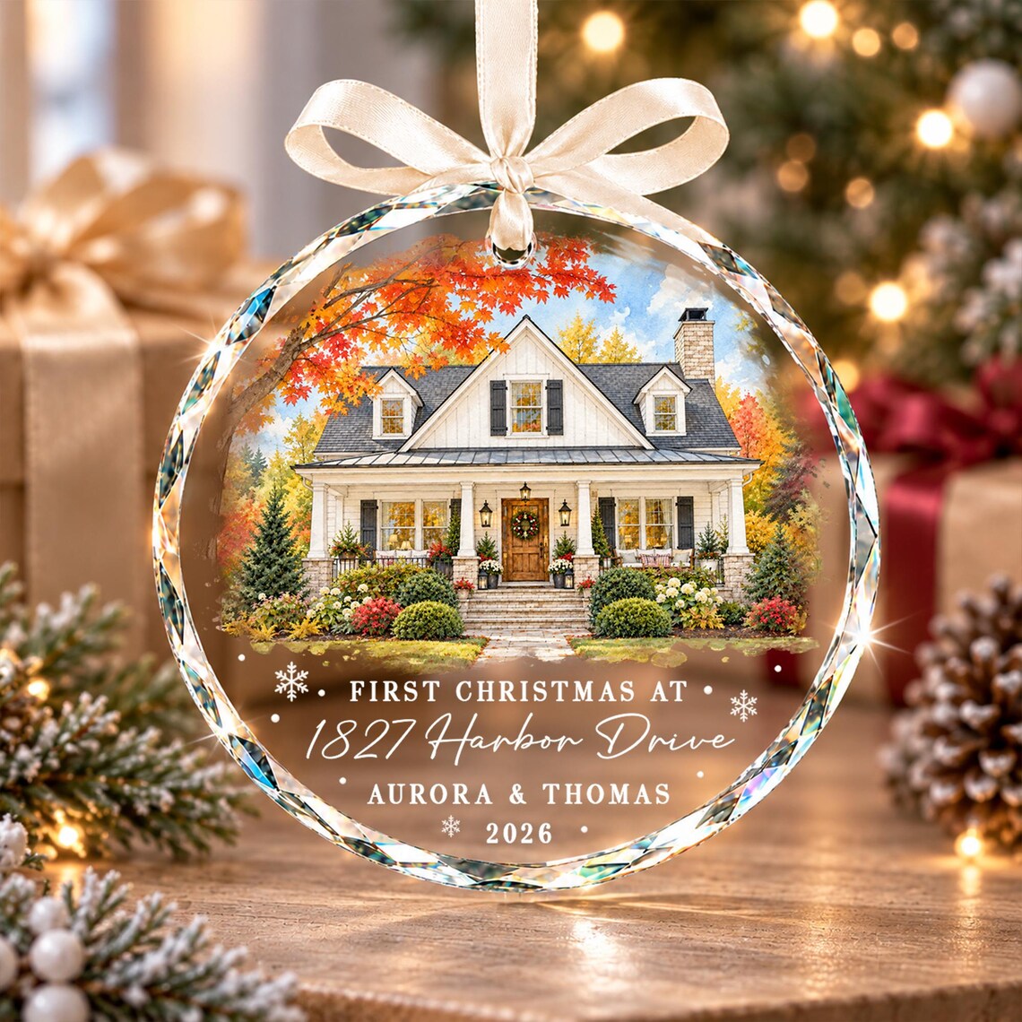 Custom New Home Ornament, Custom House Portrait Ornament, First Christmas In New Home Keepsake, Housewarming Gift, New Home Couple Gift 3c3695b1-ccde-4dbe-b274-250e6eae671a-2.jpg