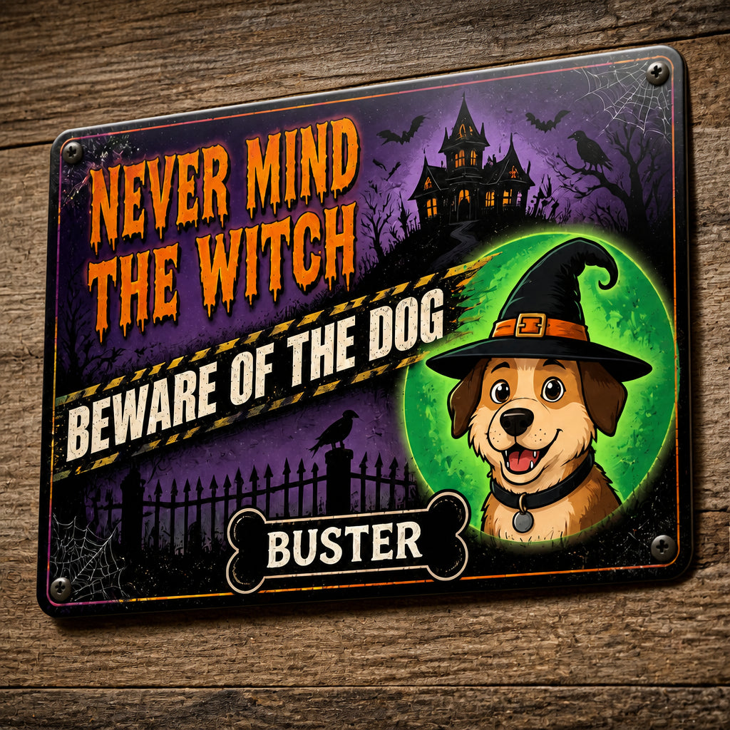Halloween Beware of the Dog Metal Sign – Custom Pet Name - Personalized Metal Sign 3c3869c7-319a-46d9-9209-75b0eb9f2836.jpg