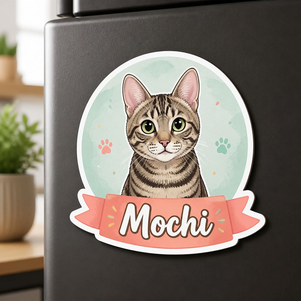 Custom Pet Portrait Name Badge Fridge Magnet - Personalized Custom Shape Fridge Magnet 3c3d437b-9173-4ad2-ad47-7a1a24b74528.png