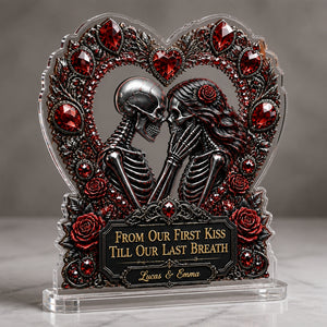 Gothic Skeleton Lovers Heart Acrylic Plaque – From Our First Kiss – Personalized Names - Personalized Heart Shaped Acrylic Plaque 3c49ad19-9302-4ee8-83e7-751a64f61754.jpg