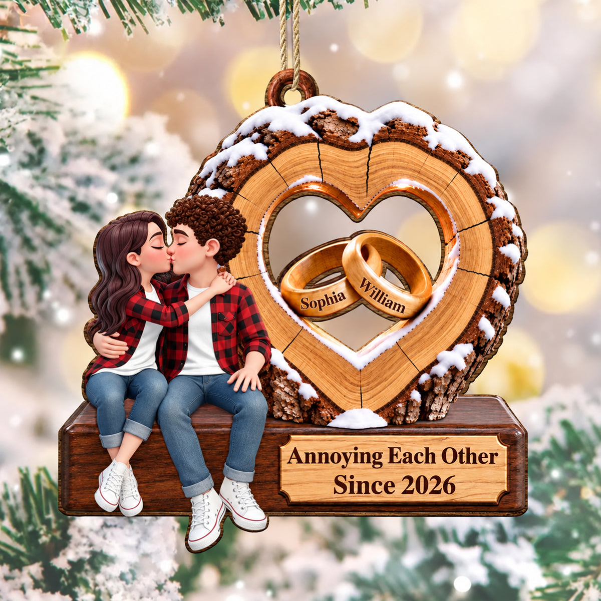 Anniversary Couple Gift - Personalized Romantic Kissing Together Forever Wooden Ornament 3c5c9370-c7f3-4b40-9688-30fce2fa356c-mk-1.jpg