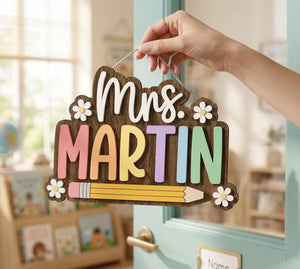 Personalized Teacher Wooden Door Sign, Custom Classroom Name Plaque, Pencil School Decor, Teacher Appreciation Gift 3c62b655-eff5-4c0f-8ce6-042ce4788e30-SDFSWAWQ-4-.jpg