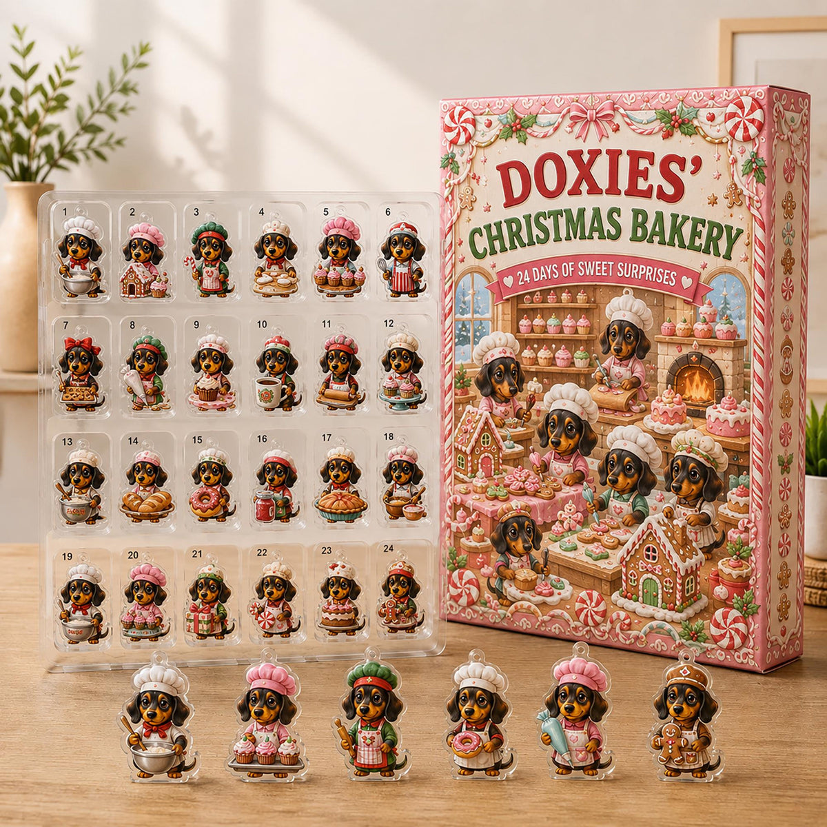 Dachshund Christmas Bakery Advent Calendar: 24 Flat Acrylic or Wood Charms 3c62c6d3-05c7-47b4-9ed8-c4dc2e53e50f-2.jpg