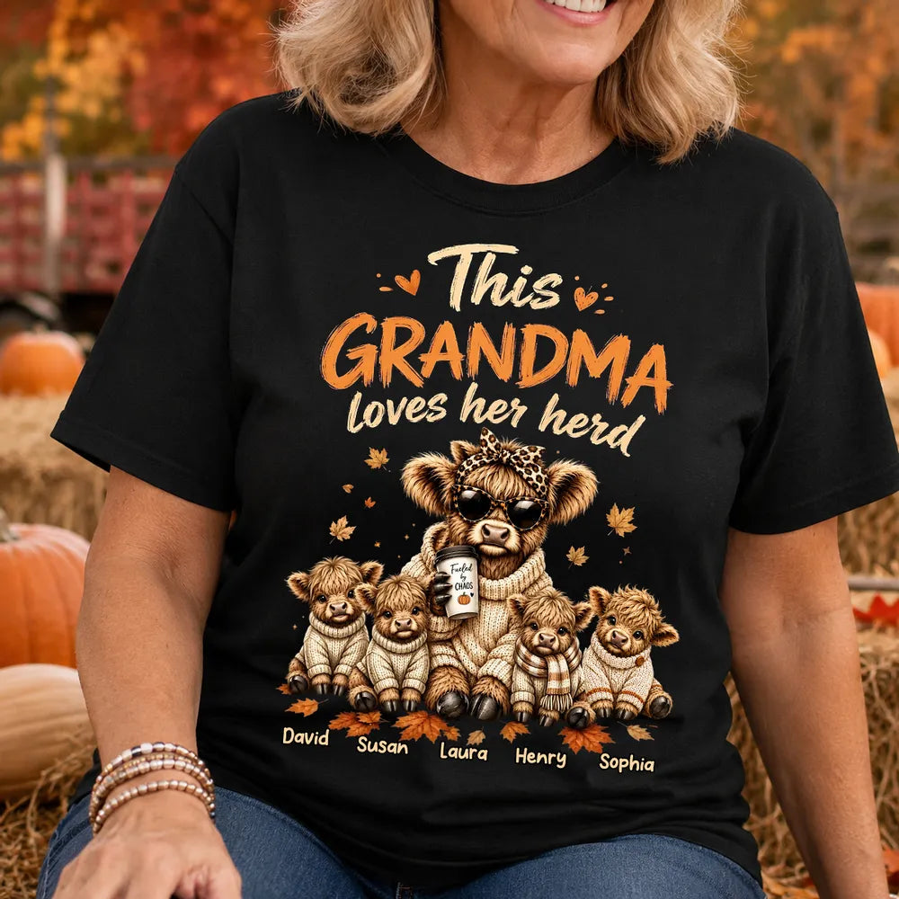 This Grandma Loves Her Herd Fall Season - Personalized Shirt