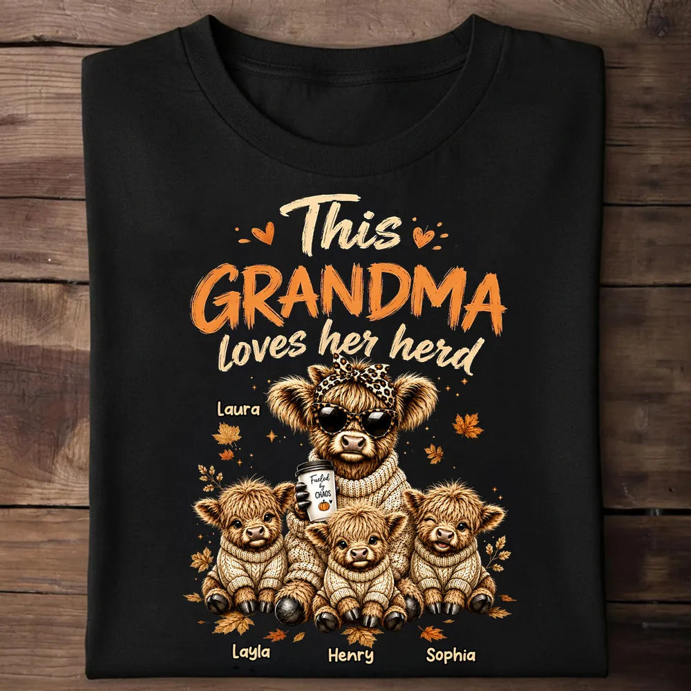 This Grandma Loves Her Herd Fall Season - Personalized Shirt