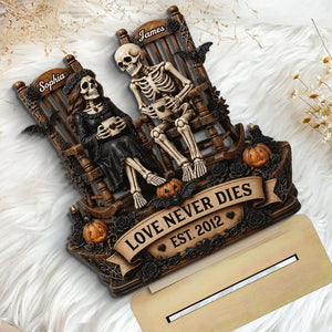 Till Death Do Us Part Skeleton Couple 2D Flat - Personalized 2-Layered Wooden Plaque