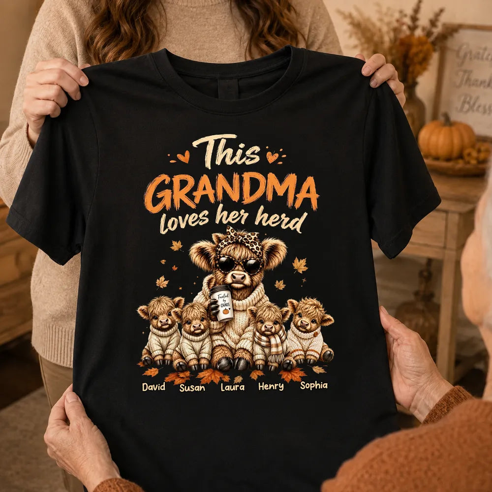 This Grandma Loves Her Herd Fall Season - Personalized Shirt