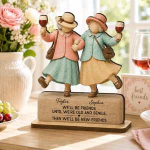Funny We'll Be Friends - Personalized Wooden Plaque - Gift For Besties, Best Friends