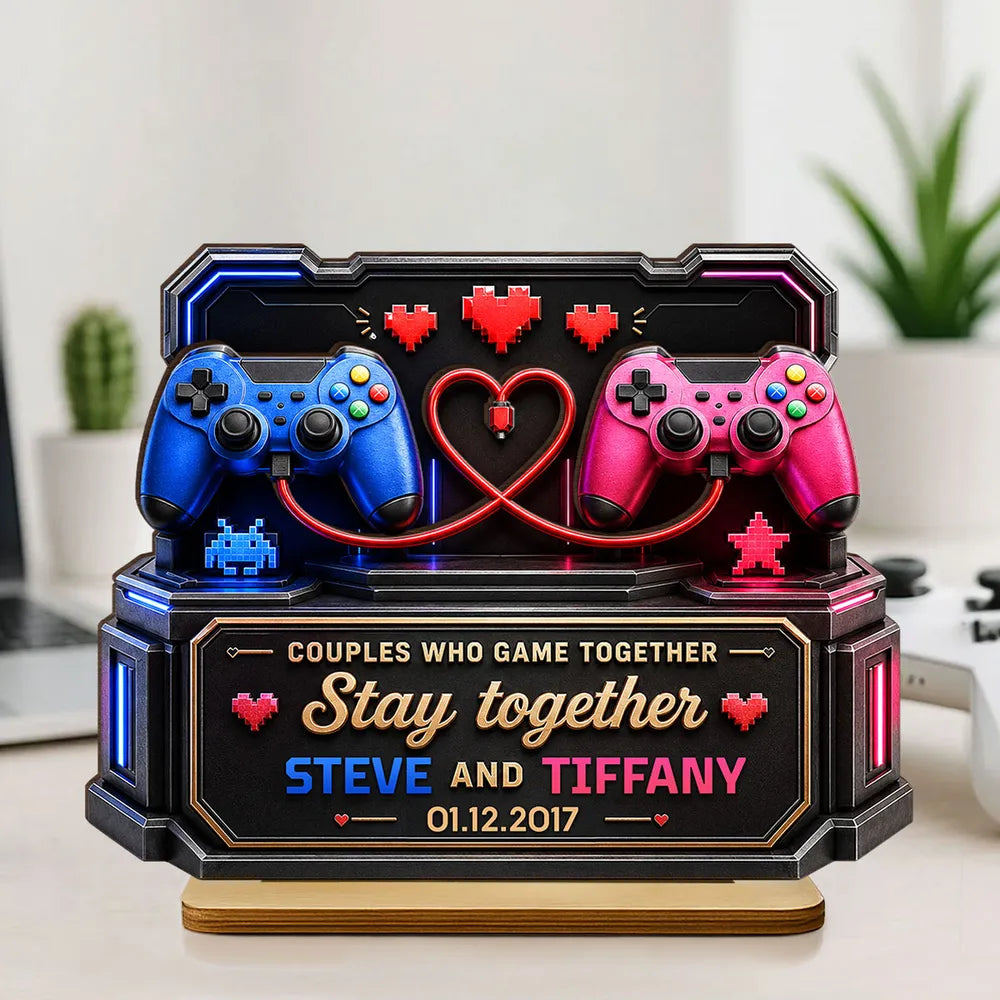 Who Gamer Together Stay Together - Personalized Wooden Plaque - Heartfelt Anniversary Gift for Him, for Her