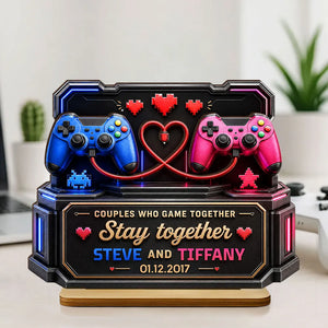 Who Gamer Together Stay Together - Personalized Wooden Plaque - Heartfelt Anniversary Gift for Him, for Her
