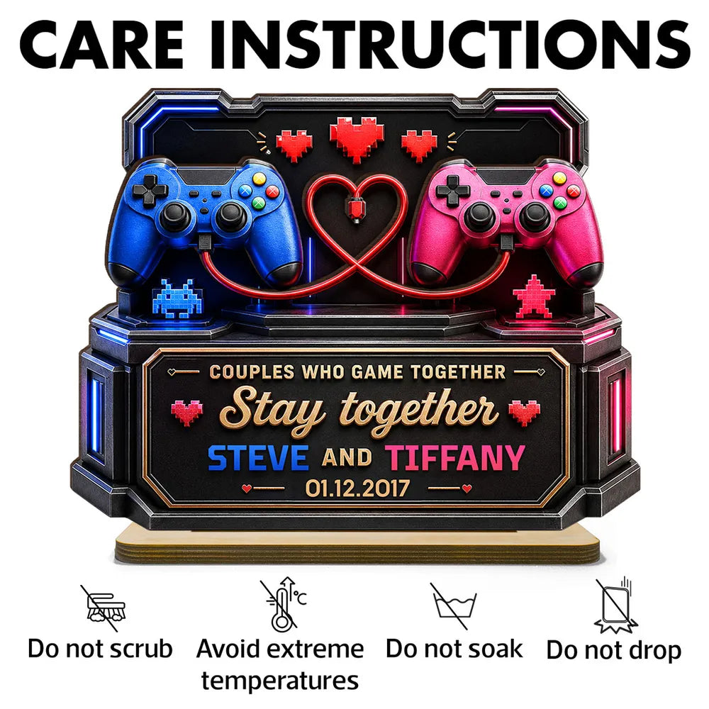 Who Gamer Together Stay Together - Personalized Wooden Plaque - Heartfelt Anniversary Gift for Him, for Her