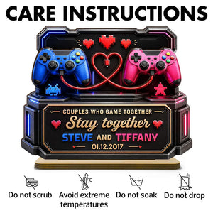 Who Gamer Together Stay Together - Personalized Wooden Plaque - Heartfelt Anniversary Gift for Him, for Her