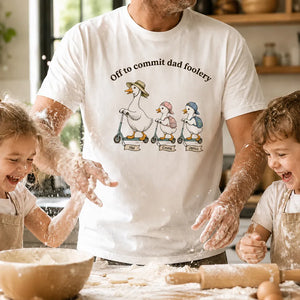 Off To Commit Dad Foolery Silly Goose Dad & Kids - Personalized Shirt - Funny Shirt For Husband Dad