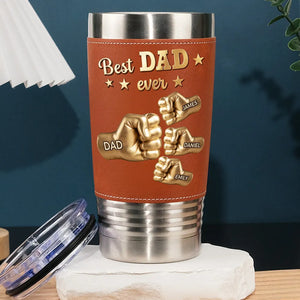 Gold Best Dad - Personalized Custom Leather Tumbler