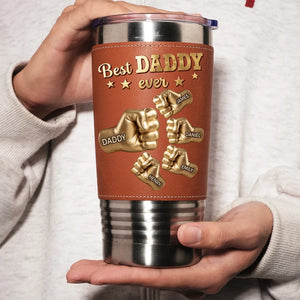 Gold Best Dad - Personalized Custom Leather Tumbler