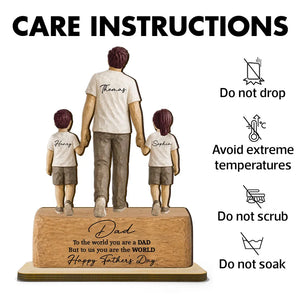 Sentimental Rustic Dad And Kids Walking - Personalized Wooden Plaque - Heartfelt Father's Day Gift For Dad, Husband