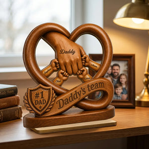 Daddy's Dream Team Fist Bump - Personalized Wooden Plaque - Father's Day Gift for Dad, Husband