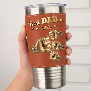 Gold Best Dad - Personalized Custom Leather Tumbler