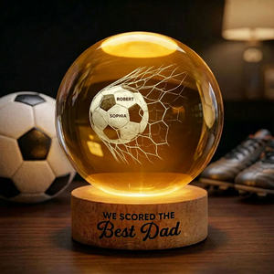 We Scored The Best Dad - Personalized Crystal Ball LED Night Light - Father's Day Gift For Soccer Dad