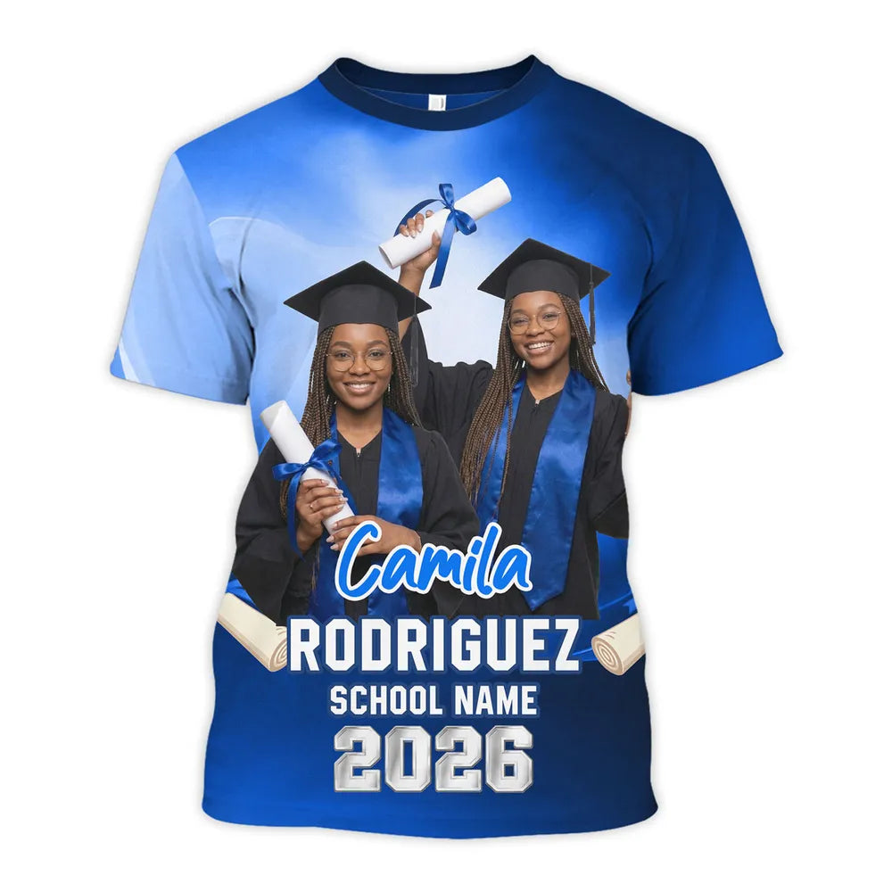 Graduation Glow Tee - Personalized 3D T-Shirt Family Matching Graduation Shirt, Graduation Party Gift