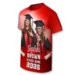 Graduation Glow Tee - Personalized 3D T-Shirt Family Matching Graduation Shirt, Graduation Party Gift